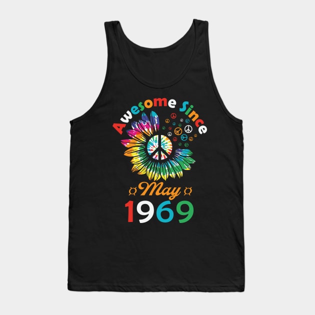 Funny Birthday Quote, Awesome Since May 1969, Retro Birthday Tank Top by Estrytee